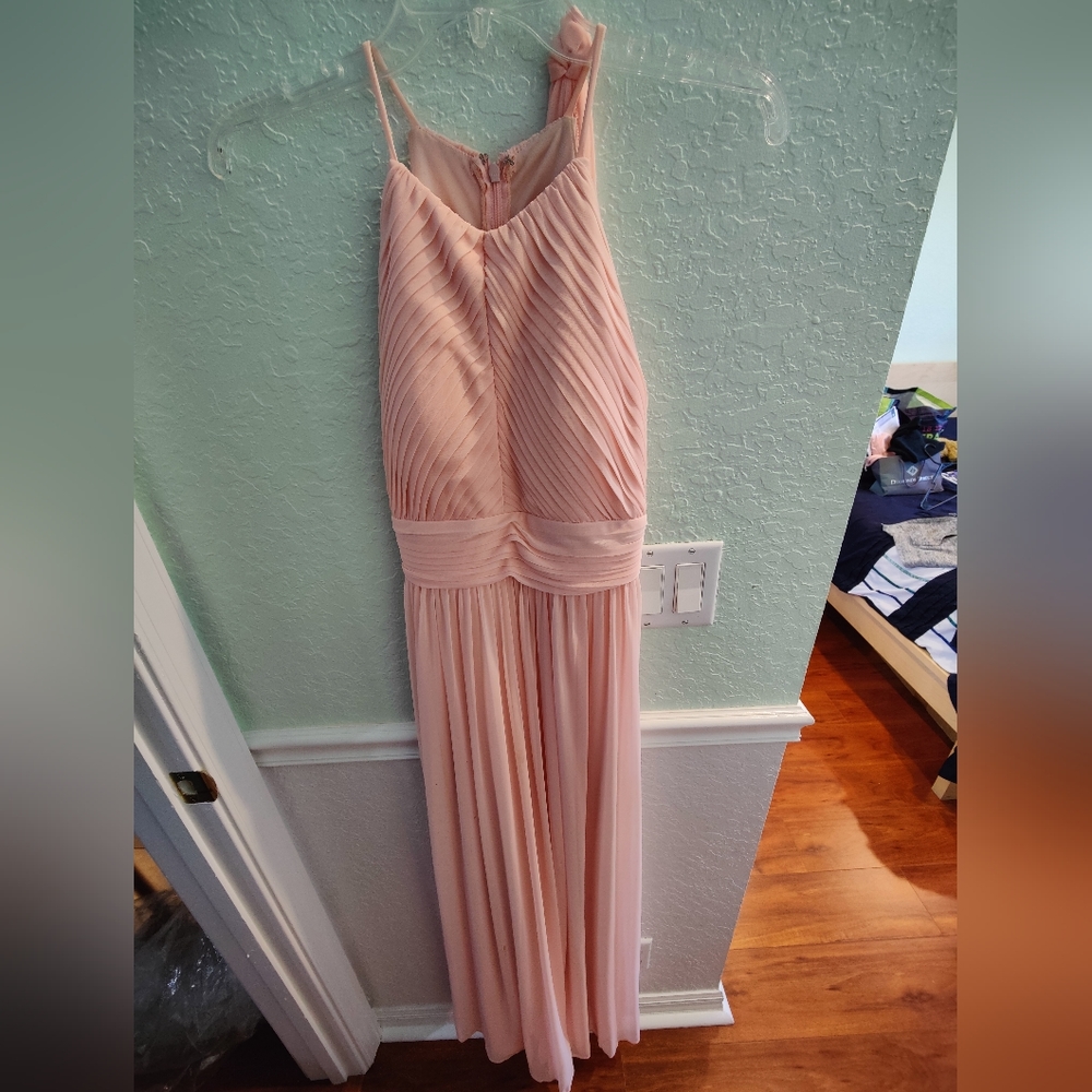 Blush pink floor length formal dress